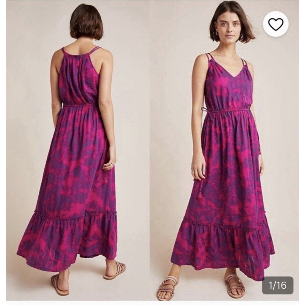 Anthropologie Saturday Sunday Yasmine Maxi Dress Pink Purple Large Cotton